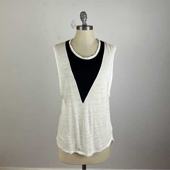 IRO Jeans White Black Geometric Linen Top Medium - Picture 1 of 7